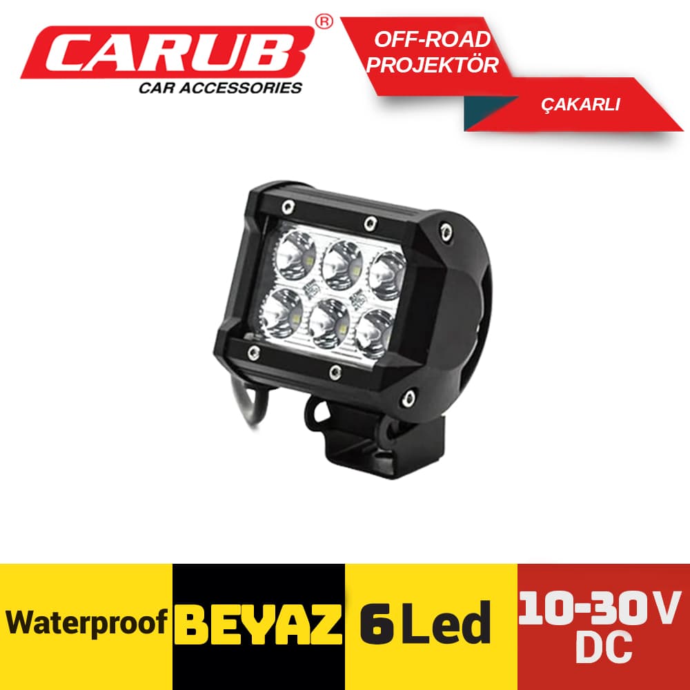 Off-Road Projektör10-30V  6Led Çakarlı Beyaz