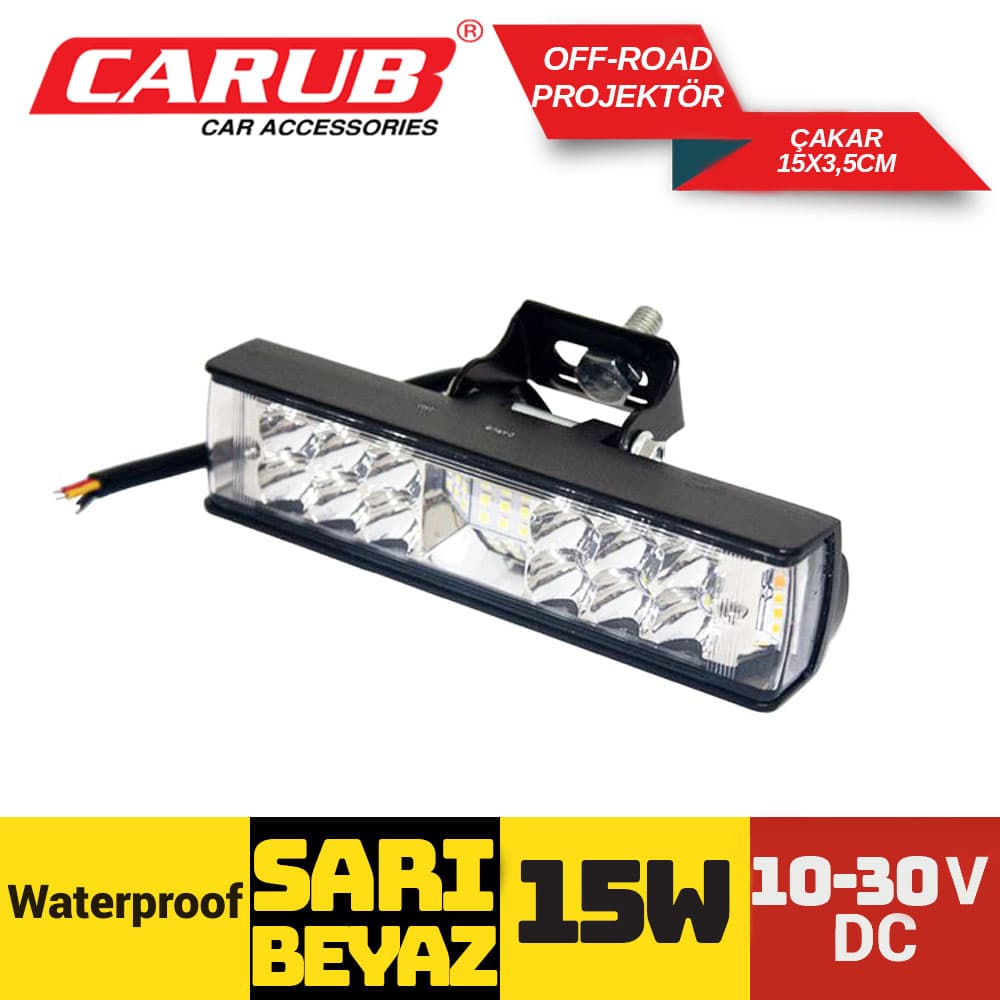 Projektör10-30V15W Çakar  Beyaz- Sarı15X3,5