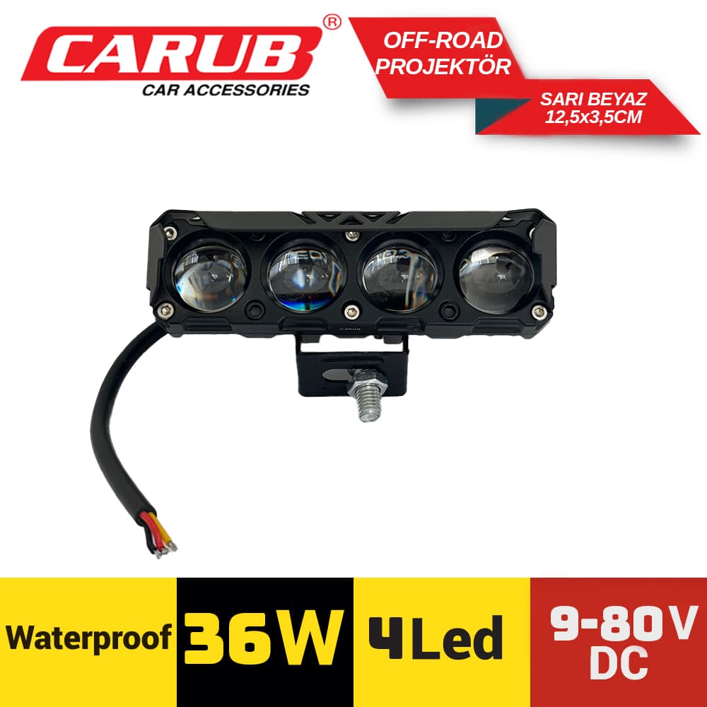 Off-Road 12-80V 4LED 36W Sarı Beyaz 12,5x3,5