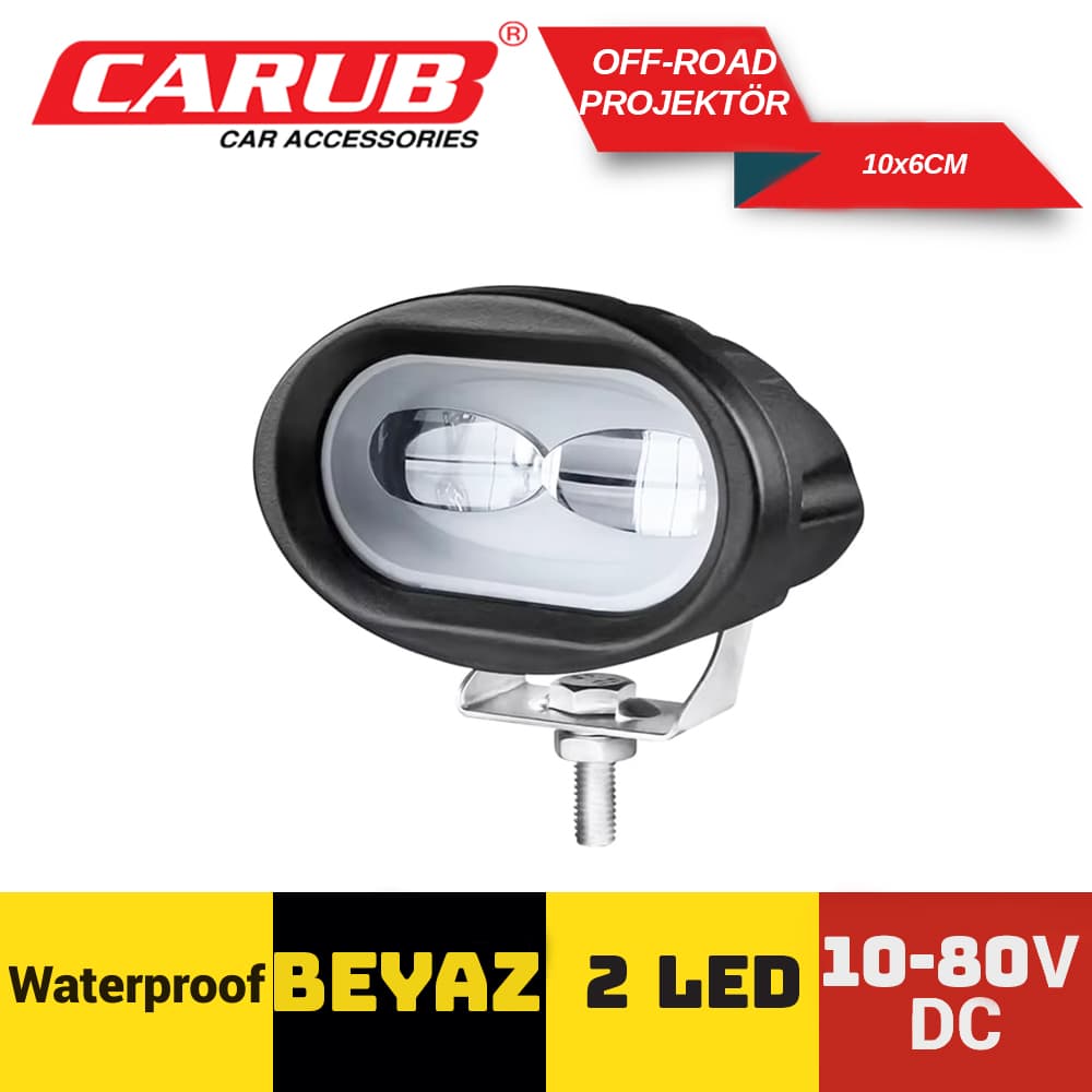 Off-Road Projektör10-80V 2LED  Beyaz 10x6cm