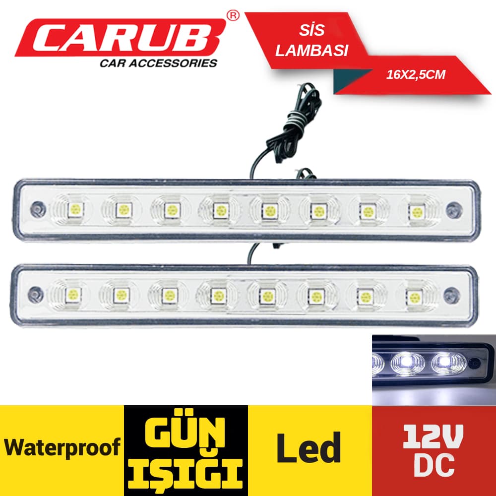 Sis Lambası 12V Günışığı 16X2.5cm SMD8Led By