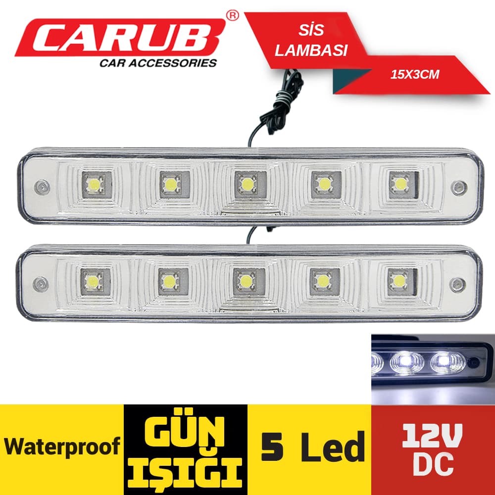 Sis Lambası 12V Günışığı 15X3cm SMD 5Led Bey