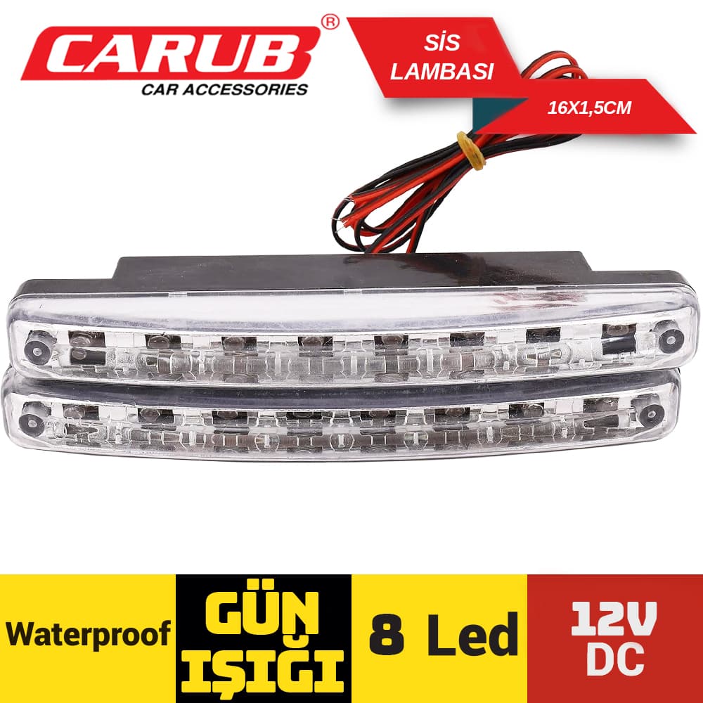 Sis Lambası 12V Günışığı 16x1.5cm 8 Ledli