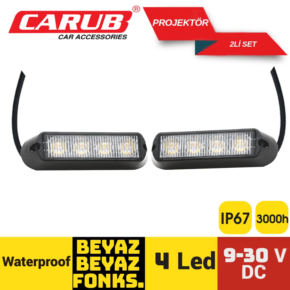 Projektör 9-30V Çakarlı Beyaz-Bey8 Foksiy2Li