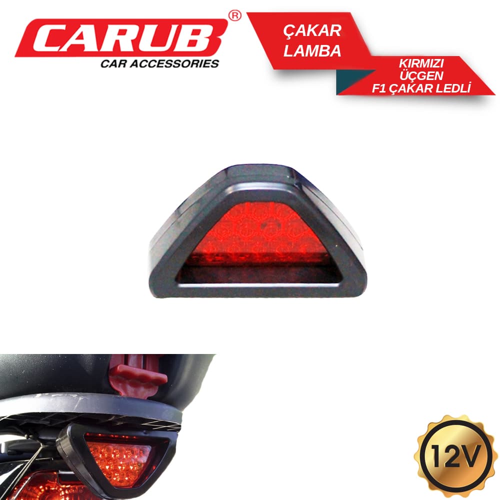 Lamba12v F1 Çakar Ledli Üçgen Kırmızı