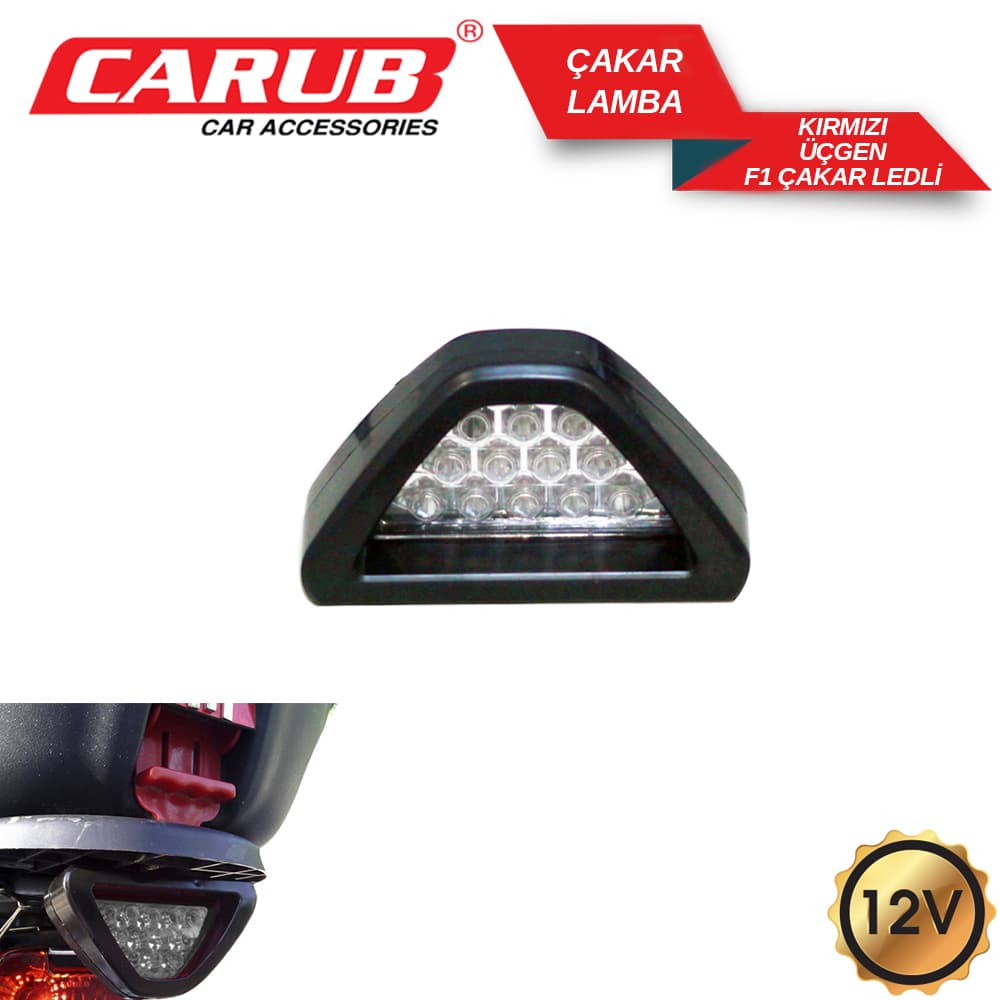 Lamba 12v F1 Çakar Ledli Üçgen Kırmızı