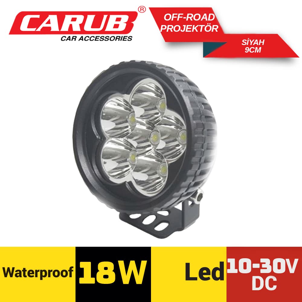 Off-Road Projektör10-30V 18W  Yuv Siyah 9cm