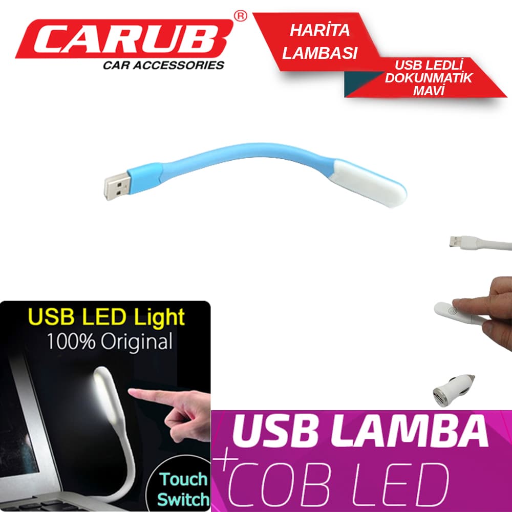 Harita Lamba Usb Ledli Dokunmatik Mavi