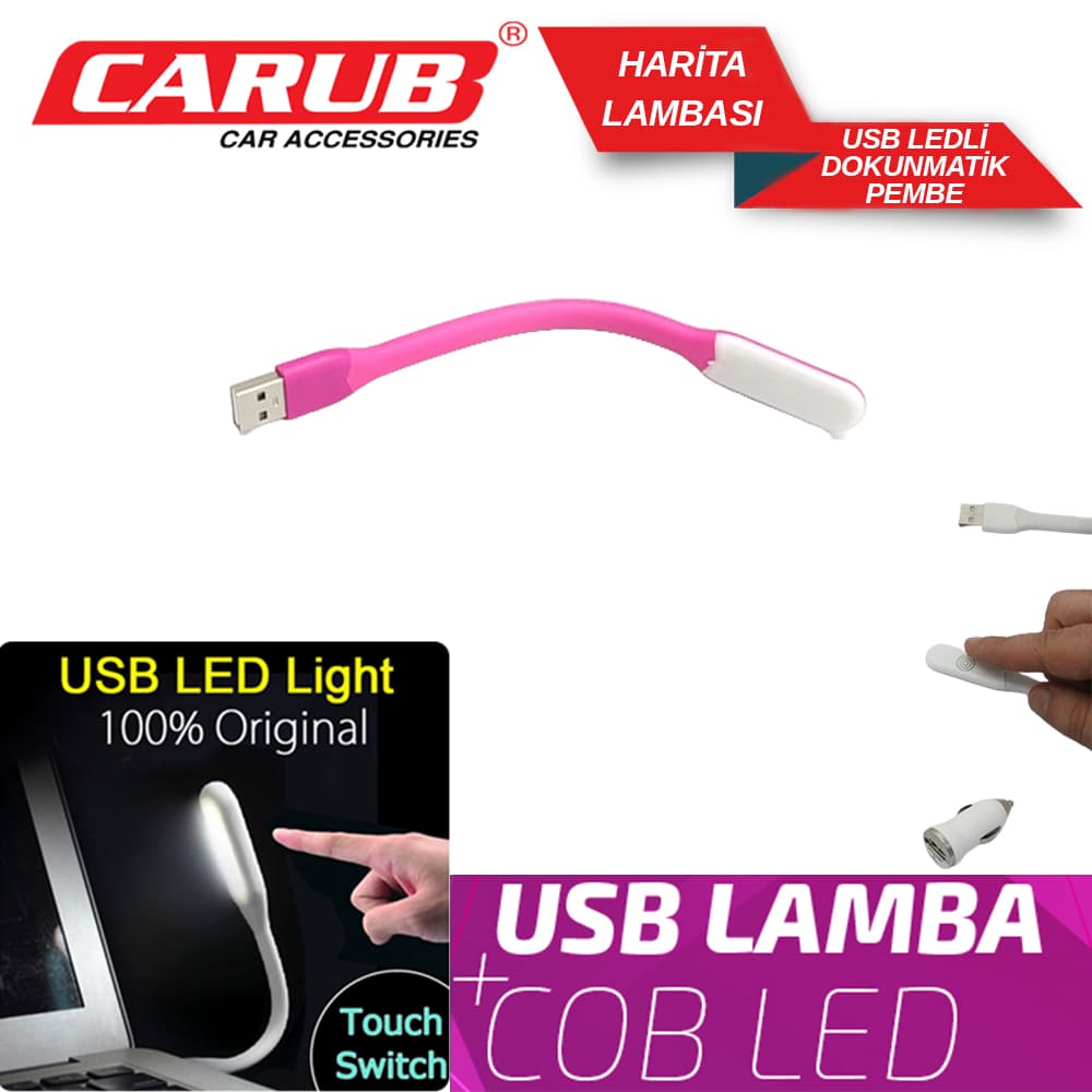 Harita Lamba Usb Ledli Dokunmatik Pembe