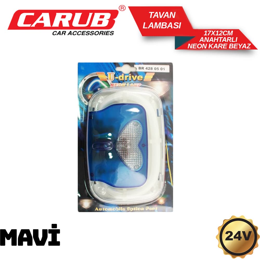 Tavan Lambası 12V Neon Anahtarlı Kare Beyaz