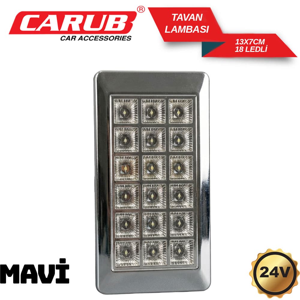 Tavan Lambası 24V 13X7cm 18 Ledli Mavi