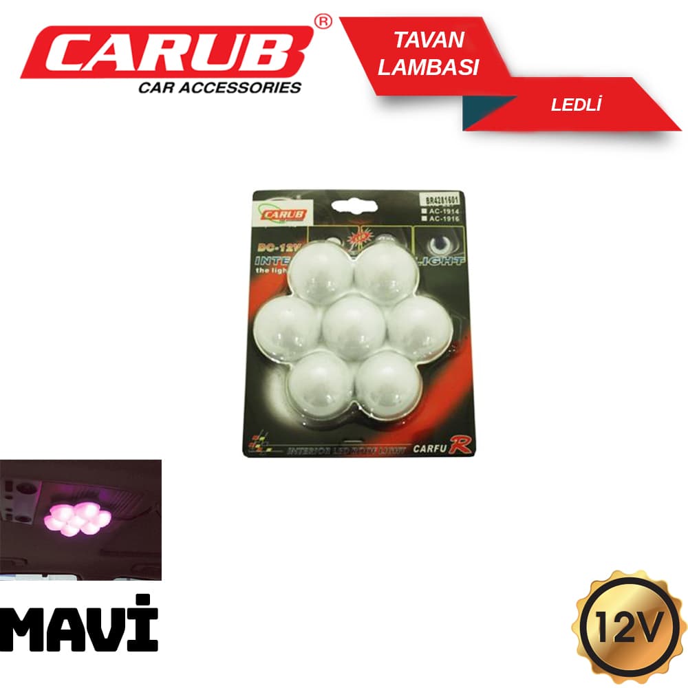 Tavan Lamba Ledli 12V  Papatya Mavi