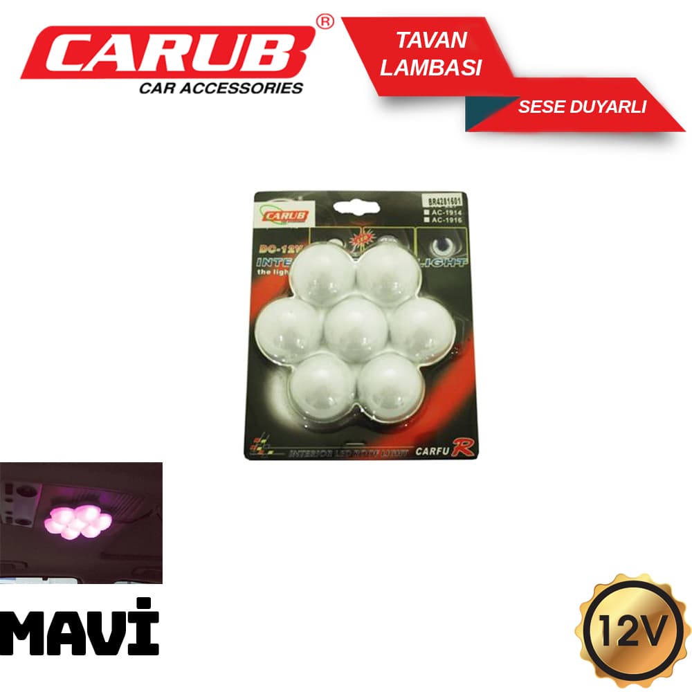 Tavan Lamba Led12V Papatya Ses Duyarlı Mavi