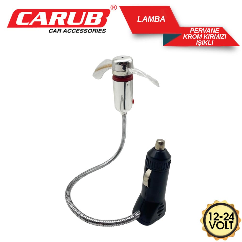 Lamba Pervane  12-24V Krom Kırmızı Işıklı