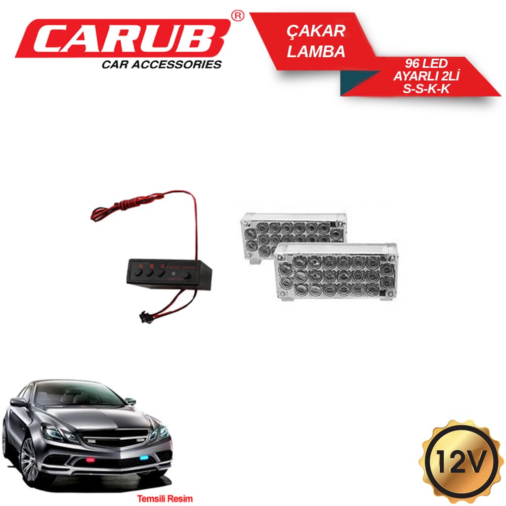 Lamba Çakar12V 96 Led Ayarlı 2Li S-S-K-K