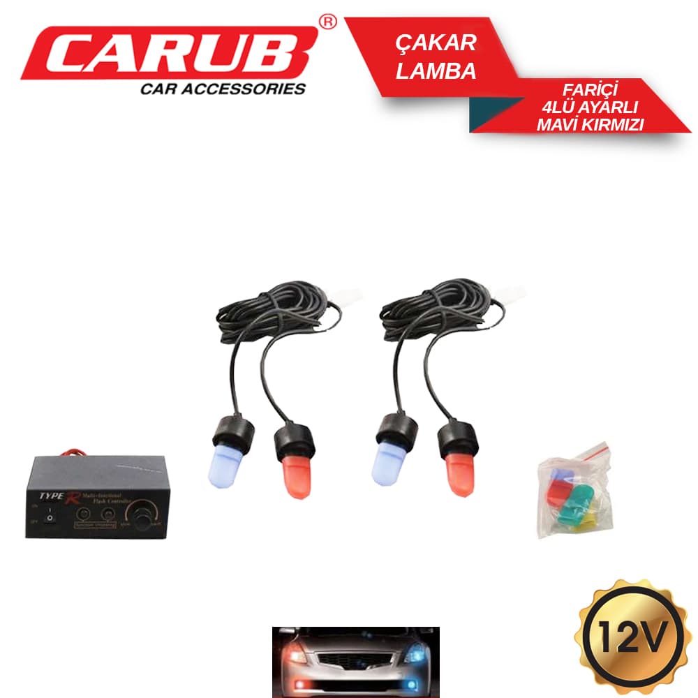 Lamba Çakar 12V Fariçi 4Lü Ayarlı Mav-Kır