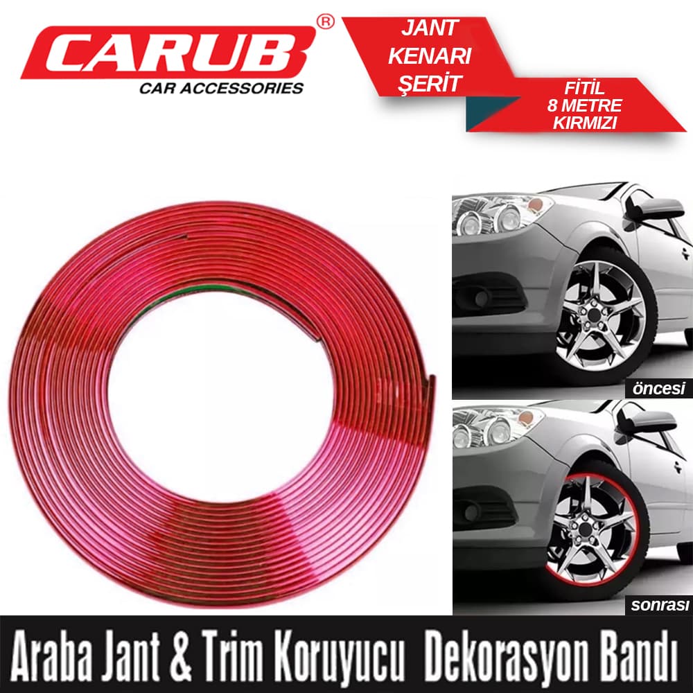 Jant Kenarı Fitil Şerit  8Mt Kırmızı