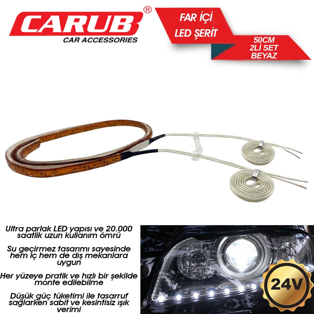 Fariçi Led Şerit 24V 50cm 2Li Beyaz