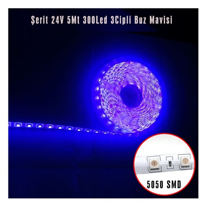 Şerit 24V 5Mt 300Led 3Cipli  Rain Colormatik