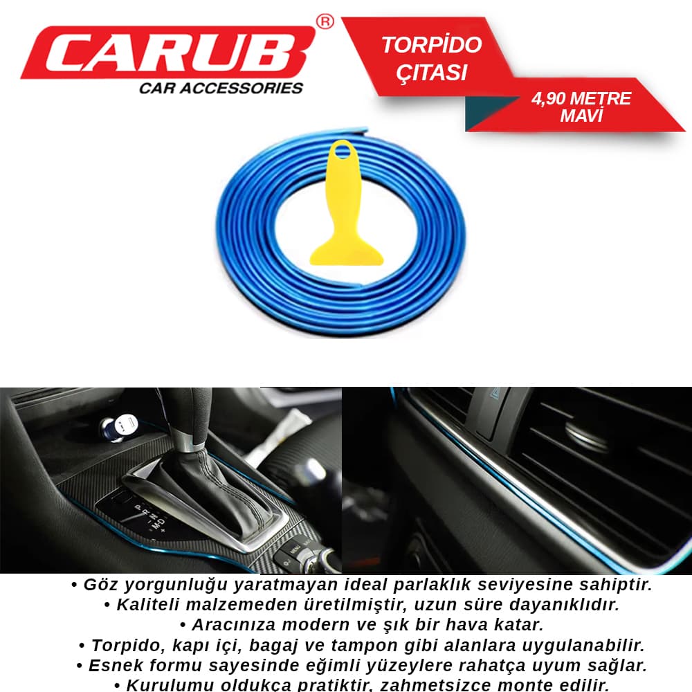 Torpido Çıtası Araç İçi 4,90mt  Mavi
