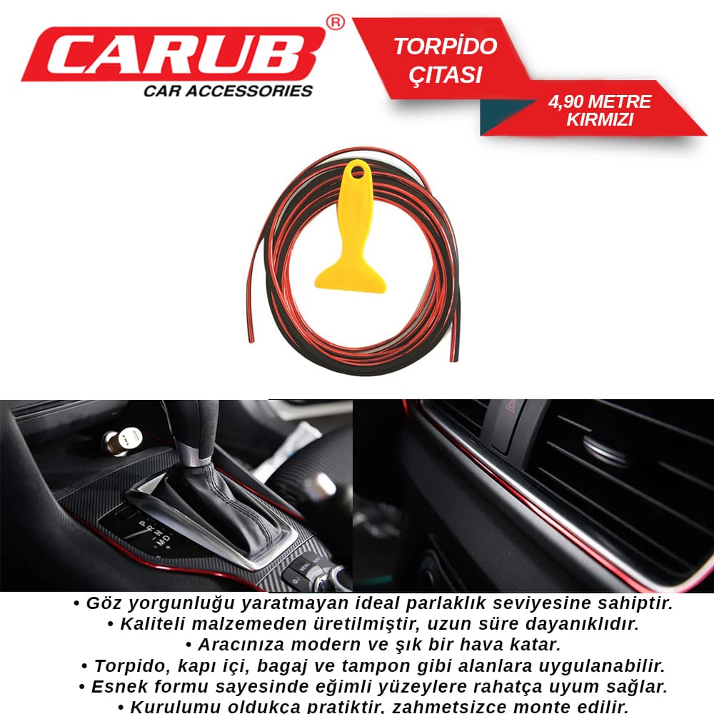 Torpido Çıtası Araç İçi 4,90mt  Kırmızı