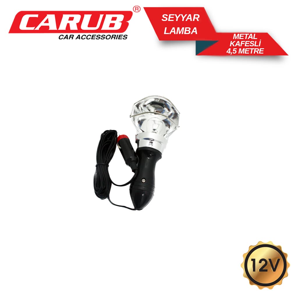 Seyyar Lamba 12V Krom Metal Kafesli 4.5mt