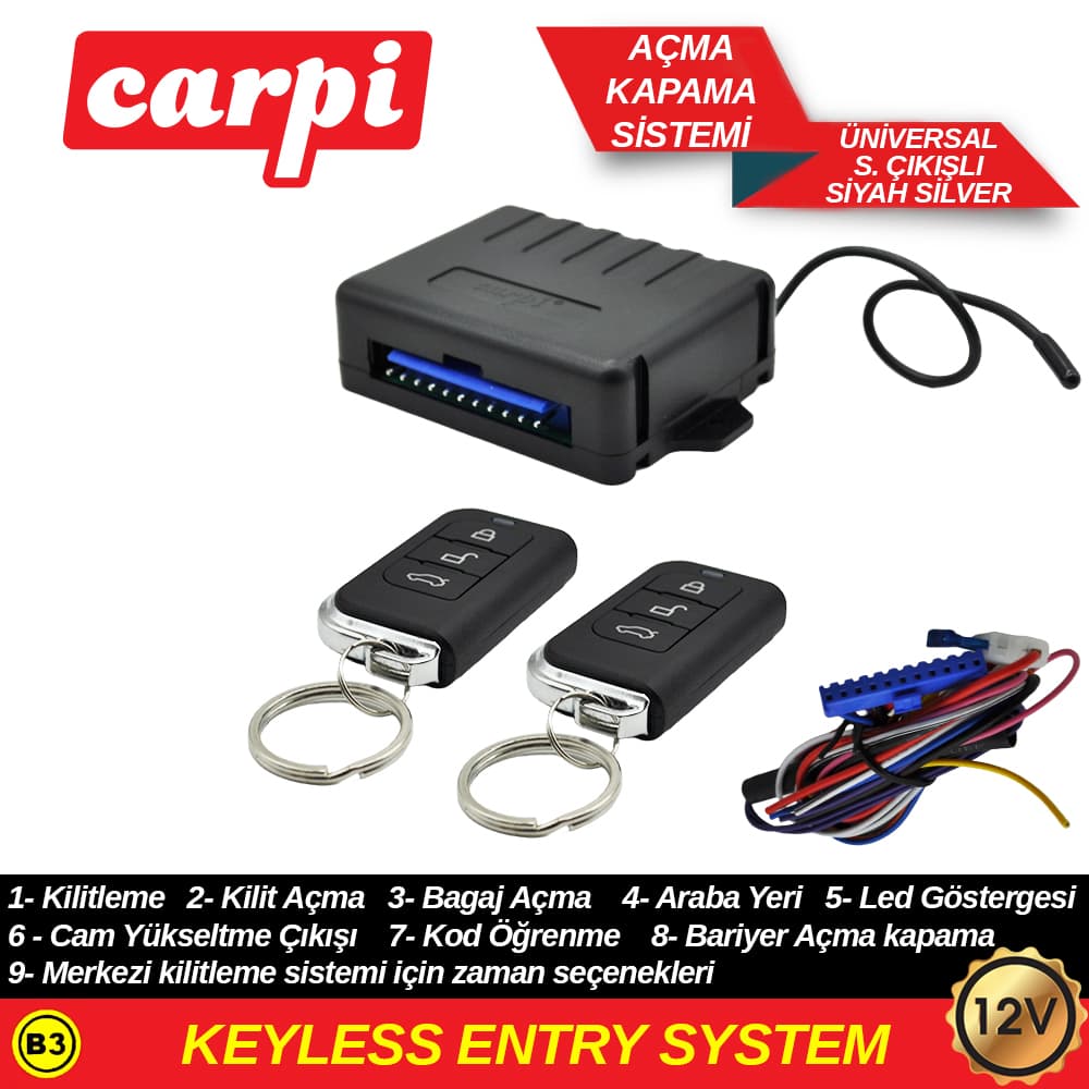 Açma Kapama 12v S.Çıkışlı Siy-Silver