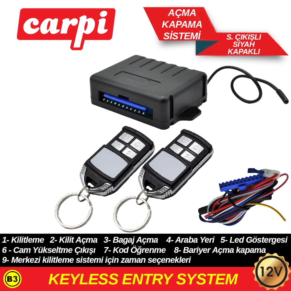 Açma Kapama 12V S.Çıkışlı Siyah Kapaklı