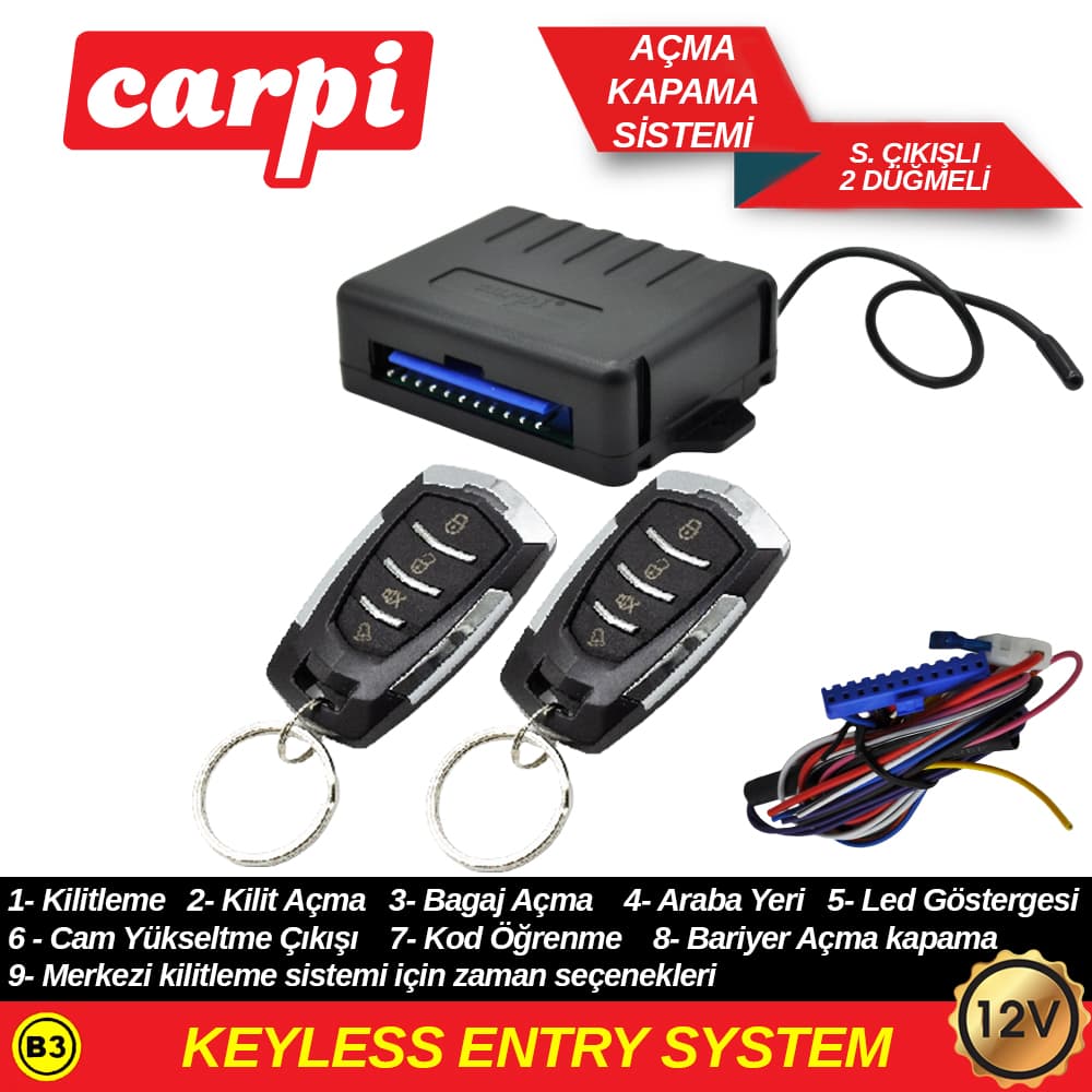 Açma Kapama 12V  S.Çıkışlı Siyah Krom