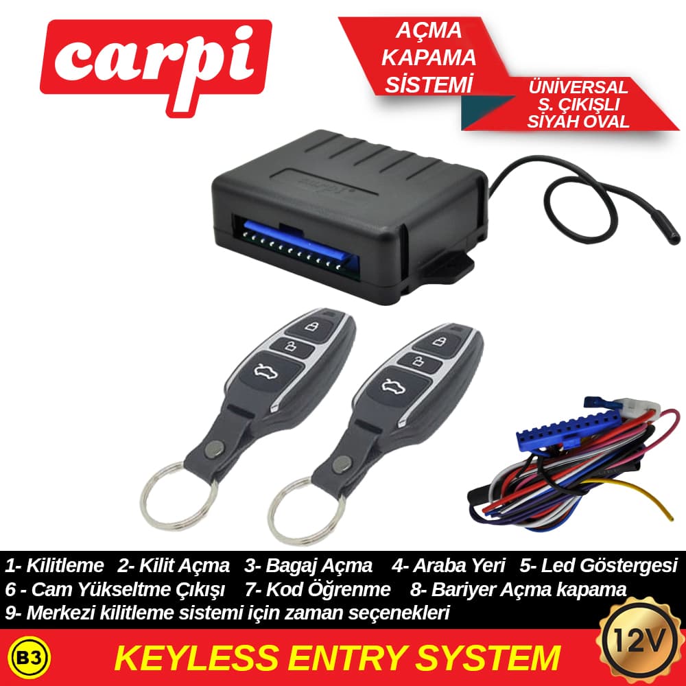 Açma Kapama 12V S.Çıkışlı Siyah Oval