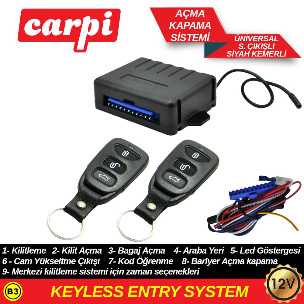 Açma Kapama 12V S.Çıkışlı Kemerli Siy