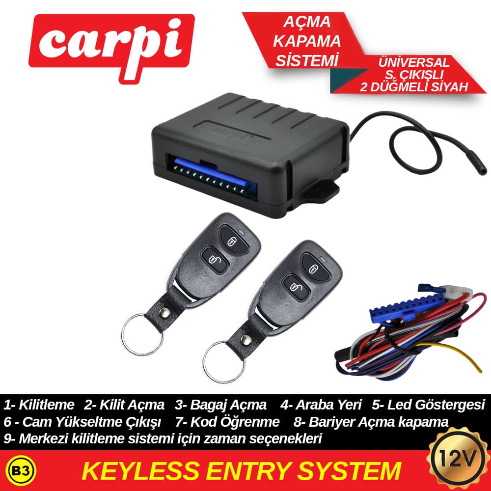Açma Kapama 12V S.Çıkışlı 2 Düğ Siy