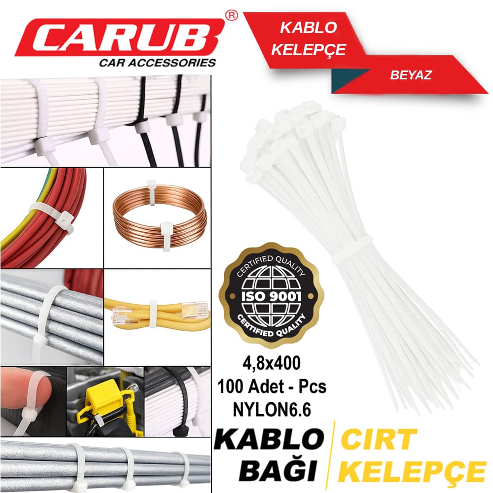 Kablo Kelepçe Plastik Çırt  4.80X400 Beyaz