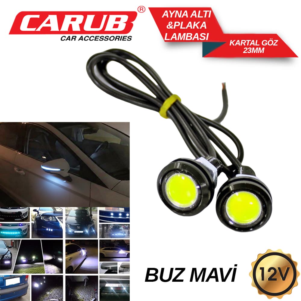 Lamba12V Ayna altı Kartal Göz 23mm Buz Mavi
