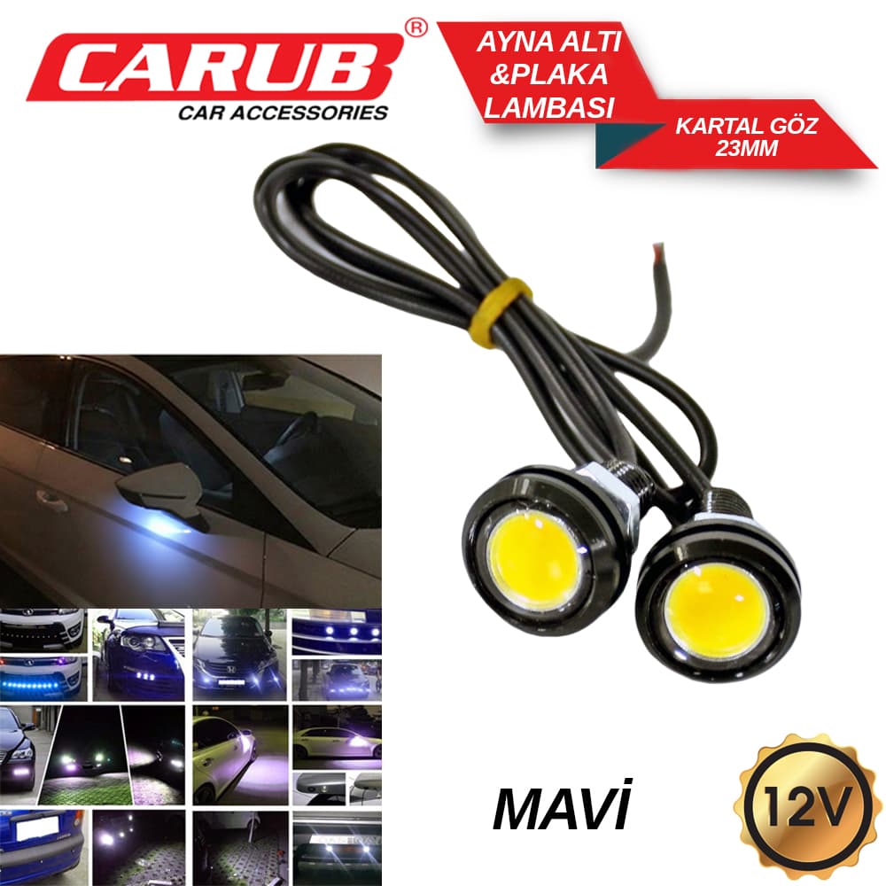 Lamba 12V Ayna altı Kartal Göz  23mmTk Mavi