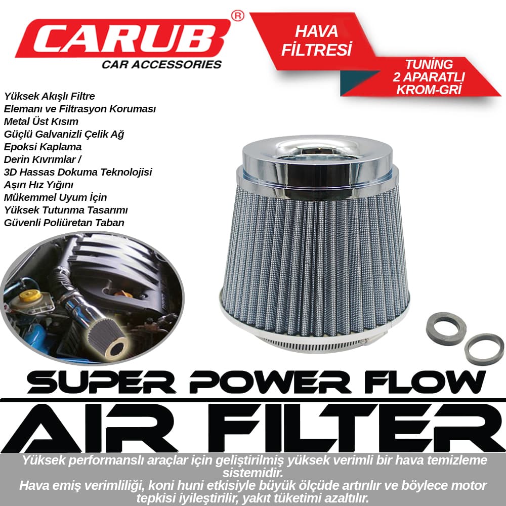 Hava Filtresi Tuning 2 Aparat Krom Gri
