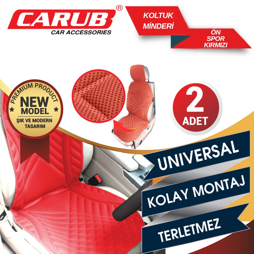 Oto Koltuk Modern Spor  Minder2\"li Kırmızı