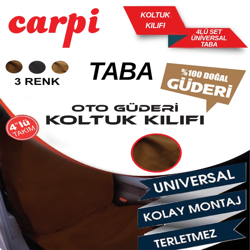 Carpi Güderi OtoKoltuk Kılıfı Üniversal 4\"Lü Taba