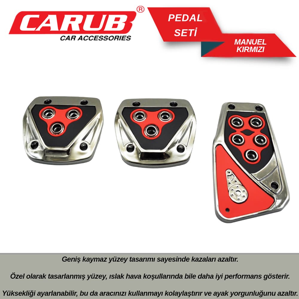 Pedal Seti Manuel Siyah  Kırmızı Nikel