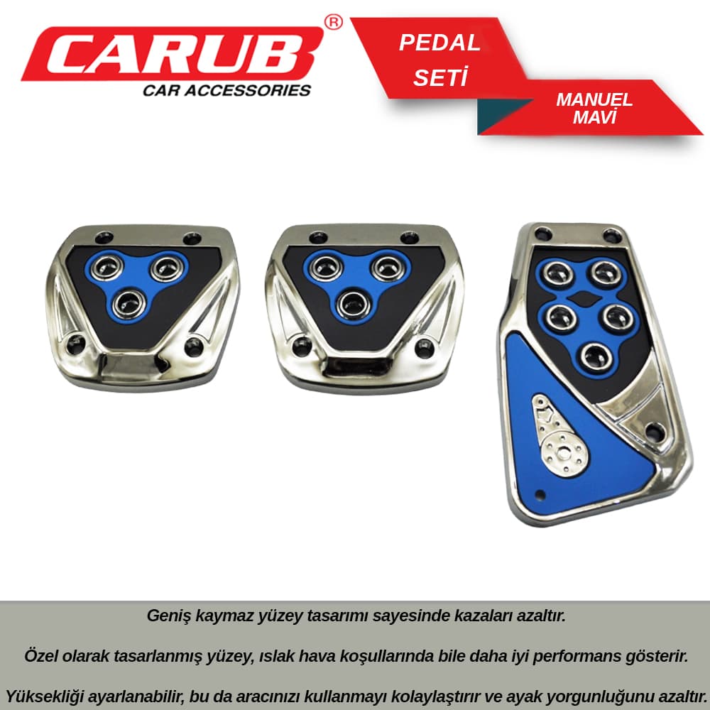 Pedal Seti Manue Siyah  Mavi Nikel