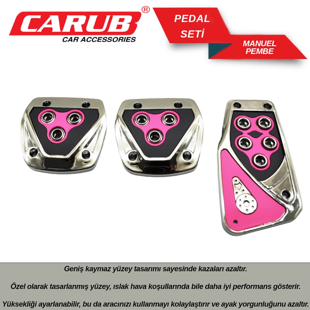 Pedal Seti Manuel Siyah  Pembe Nikel