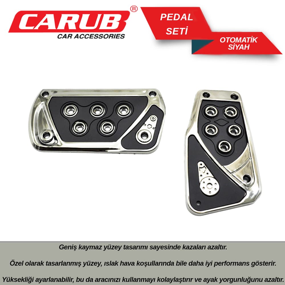 Pedal Seti Otomatik Siyah Siyah Nikel