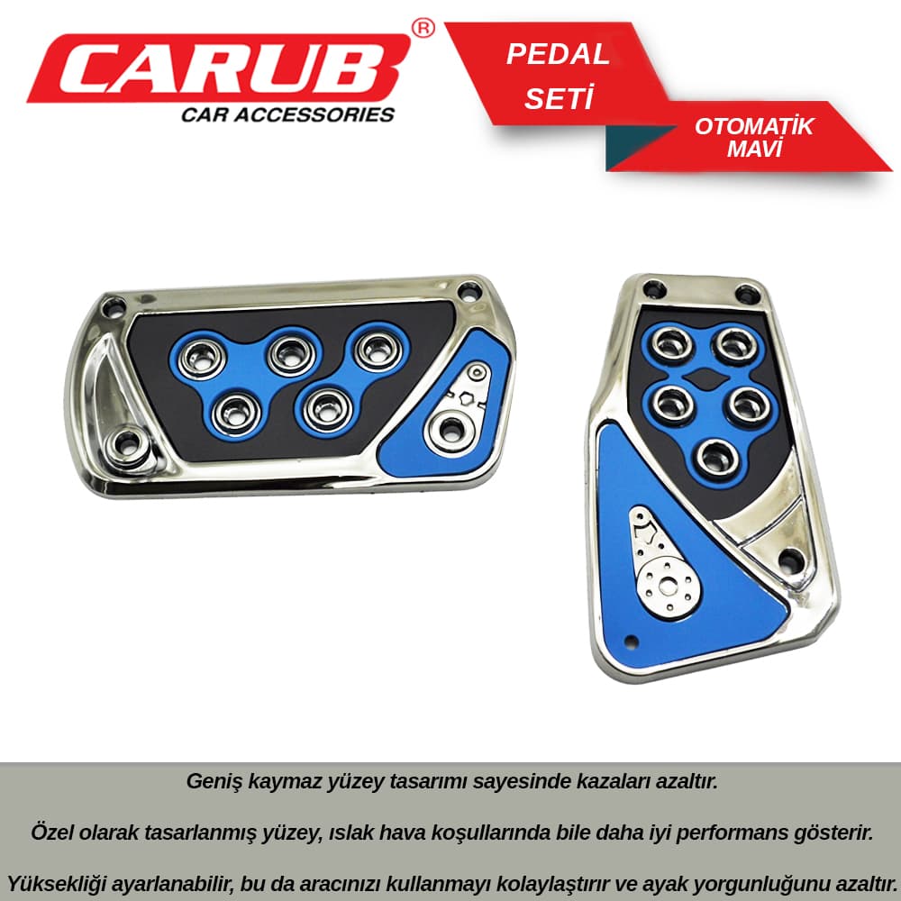 Pedal Seti Otomatik Siyah  Mavi Nikel