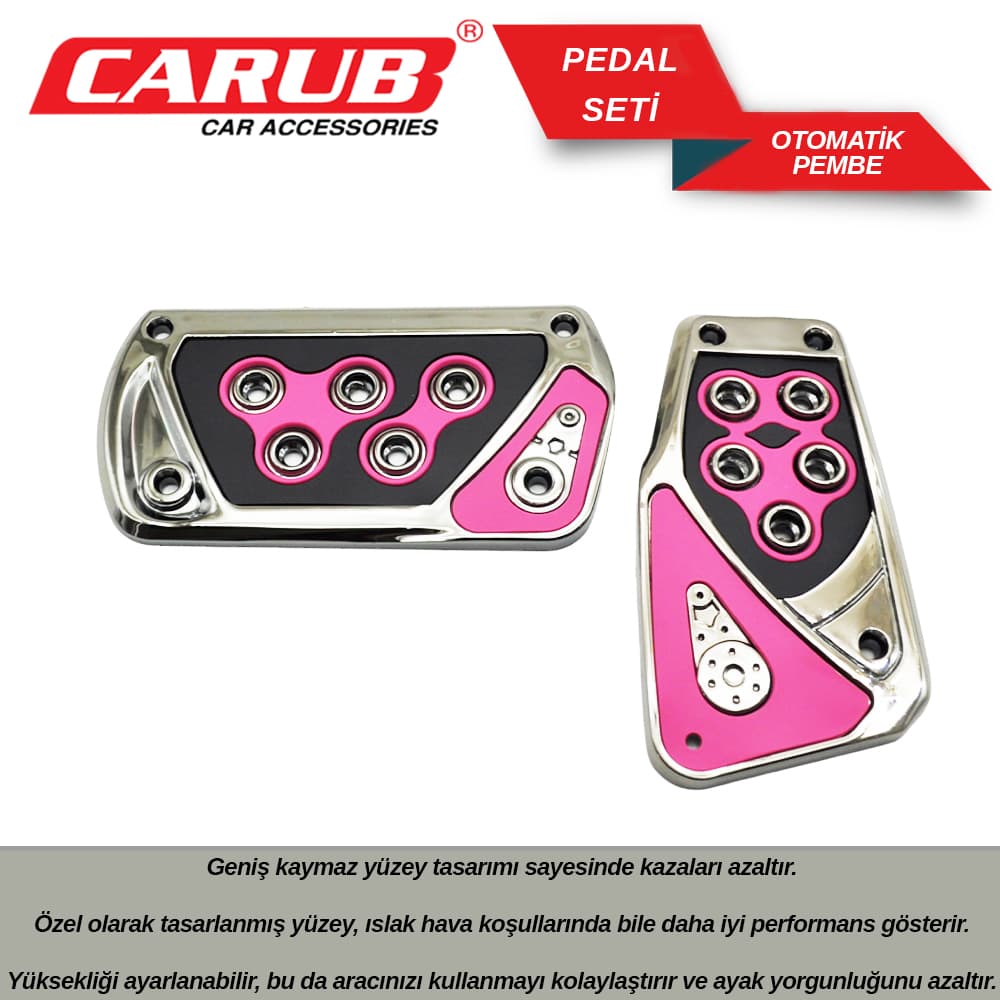 Pedal Seti Otomatik Siyah Pembe Nikel