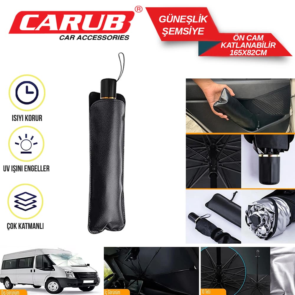 Güneşlik Ön Şemsiye  Katlanır Büyük  165x82