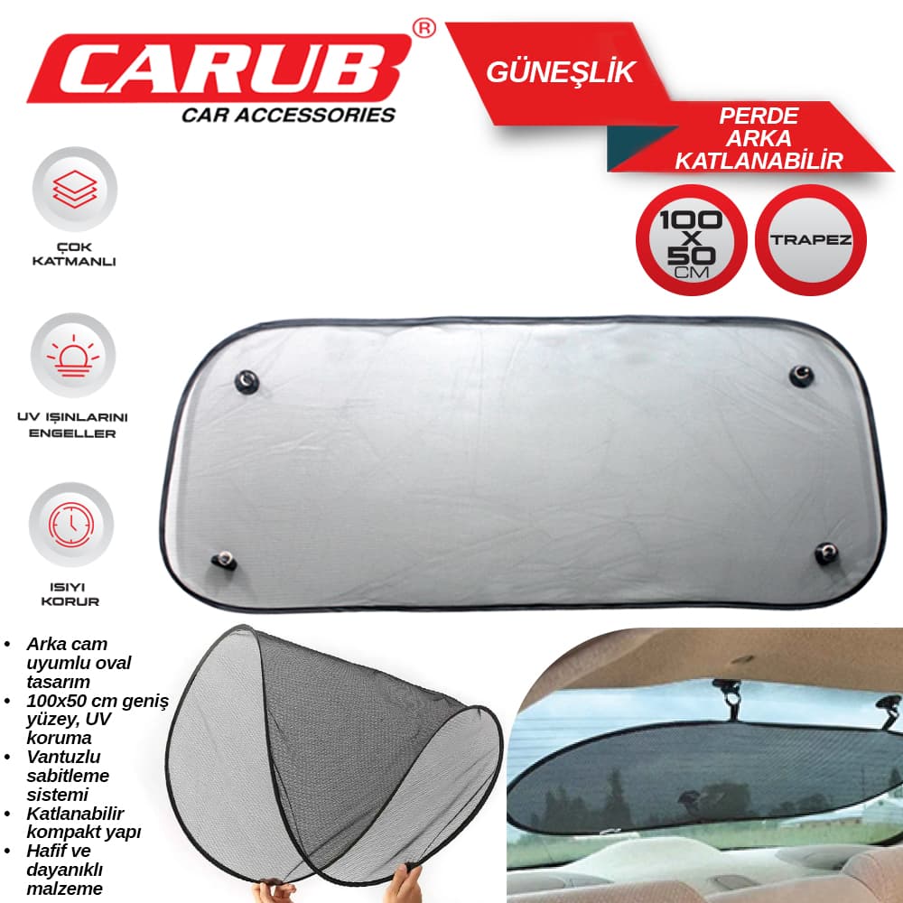 Güneşlik Perde Arka Oval  Vantuzlu 100X50