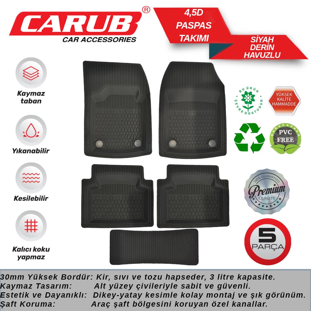 Paspas 4.5D Derin Havuzlu 5 Pcs Siyah Kutulu