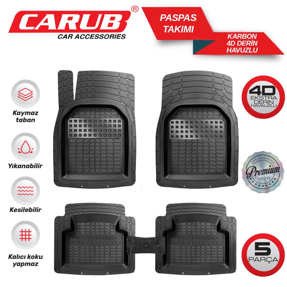 Paspas 4D Derin Havuzlu 5 Pcs Carbon