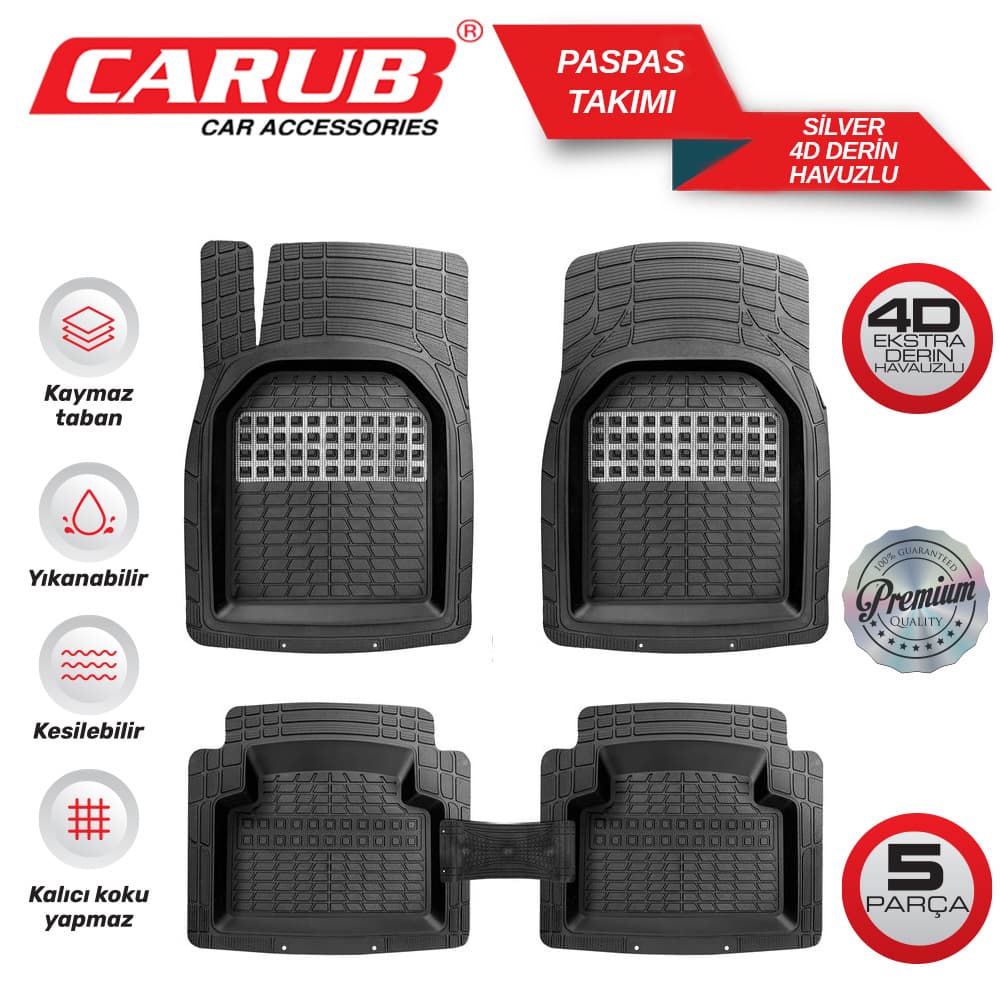 Paspas 4D Derin Havuzlu 5 Pcs Silver
