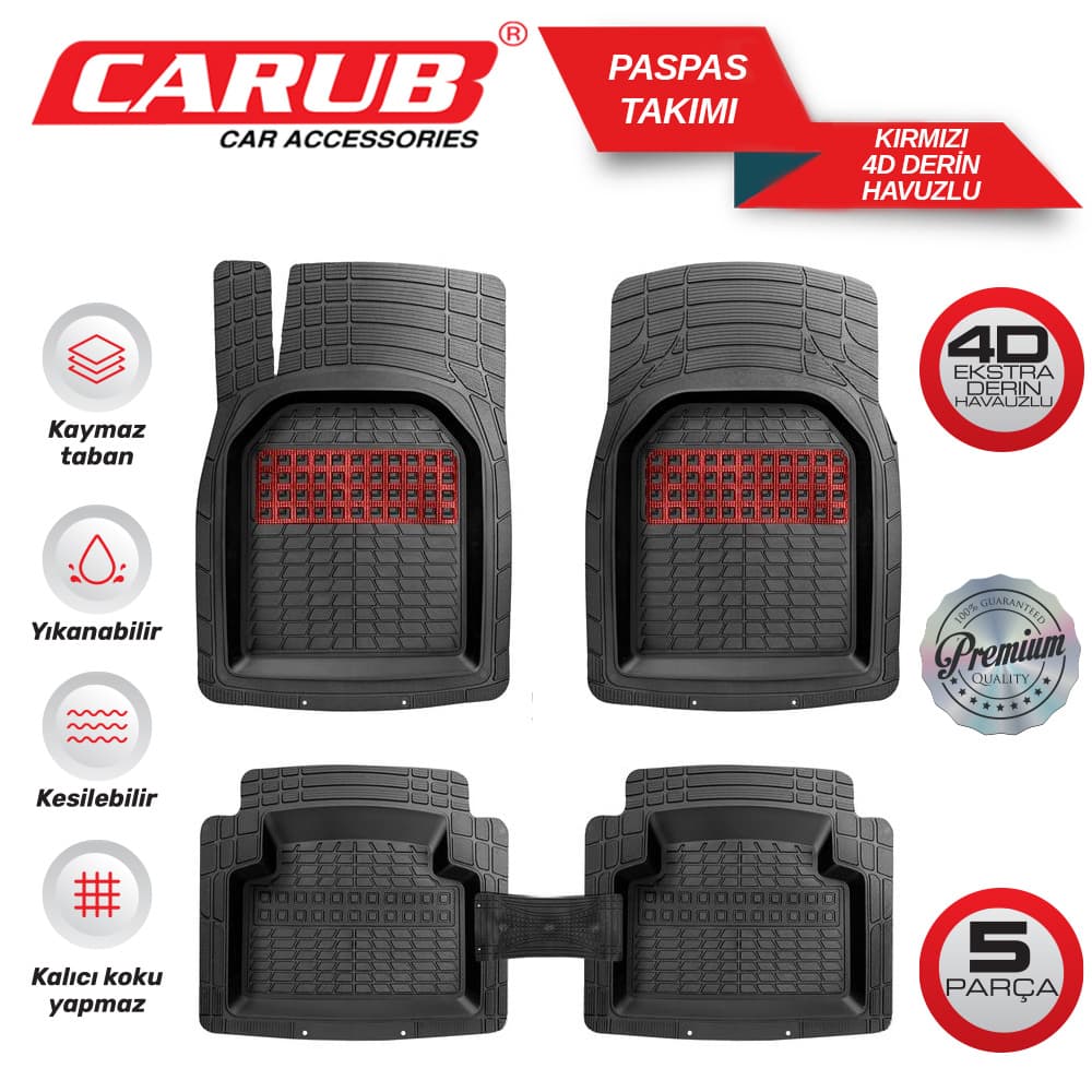 Paspas 4D Derin Havuzlu 5 Pcs Kırmızı